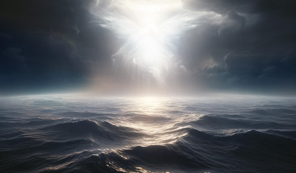 "The earth was without form and void, and darkness was over the face of the deep. And the Spirit of God was hovering over the face of the waters." (Genesis 1:2, ESV)